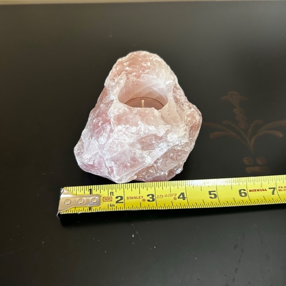 Raw Rose Quartz Tea Light Candle Holder From Brazil - Picture 14 of 14
